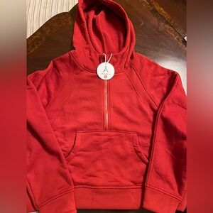 Anrabess Half Zip Cropped‎ Hoodie Red - M